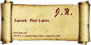 Janek Mariann névjegykártya
